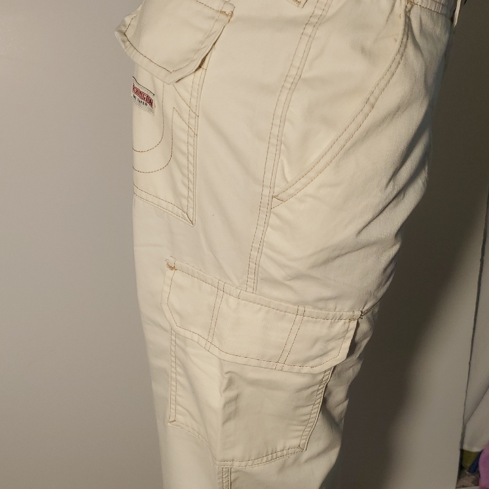 New Womens True Religion Military Cargo Pants Size 29 Cream - Picture 8 of 14